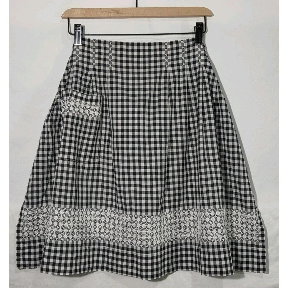 Vintage Gingham Half Apron Black White Check Chicken Scratch Cottagecore Retro
